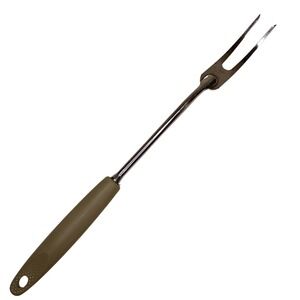 Vtg Ekco Chromium Plated CARVING MEAT FORK Olive Green‎ Handle 12.5 in